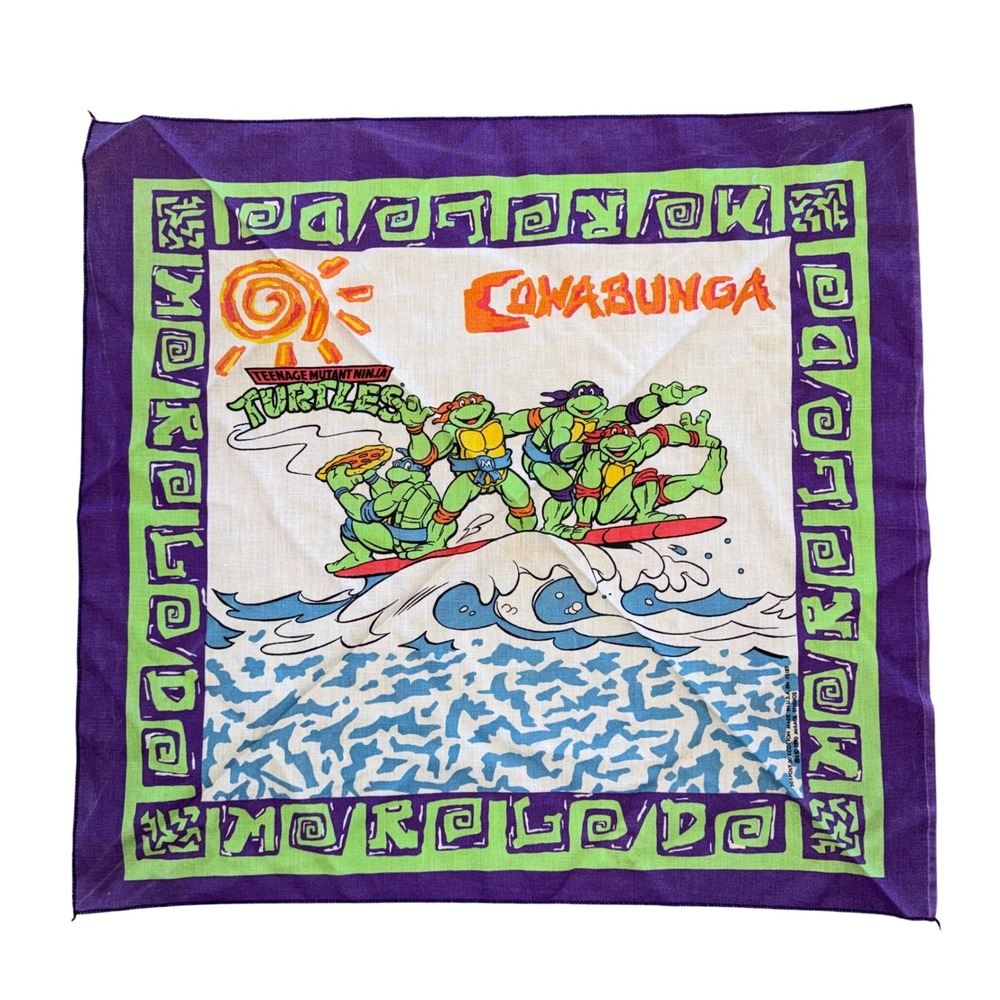 Vintage TMNT Bandana Unisex OS Purple 1990 Cowabunga Surfing Good Mirage Studios